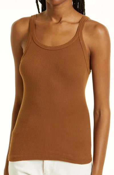 Shop Re/done Ribbed Tank Top In Sienna