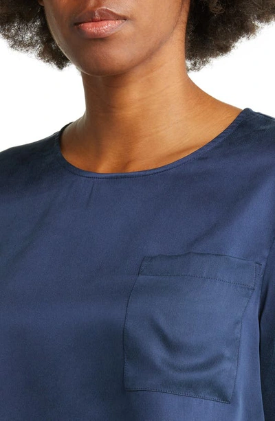 Shop Lunya Washable Silk Crop Sleep T-shirt In Deep Blue