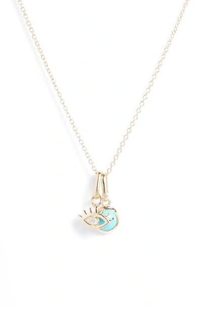 Shop Anzie X Mel Soldera Lash Diamond Evil Eye Charm Necklace In Turquoise