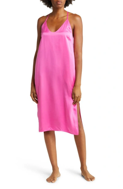 Shop Lunya Washable Silk Slipdress Nightgown In Caffeinated Pink