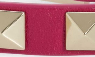 Shop Valentino Rockstud Small Leather Bracelet In Rose Violet