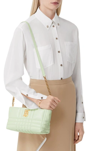 Shop Burberry Small Lola Exploded Check Quilted Leather Camera Bag In Pistachio