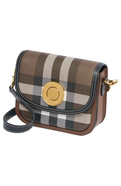 Shop Burberry Small Note Check Coated Canvas Satchel In Dark Birch Brown