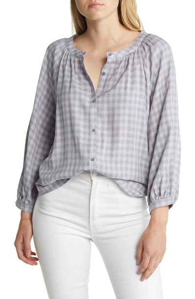 Shop Beachlunchlounge Ava Gingham Blouse In Spring Fig
