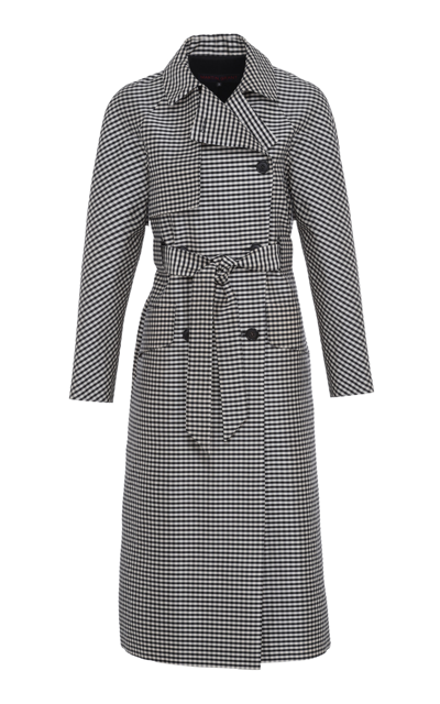 Shop Martin Grant Women's Double-breasted Cotton-silk Trench Coat In Black,white