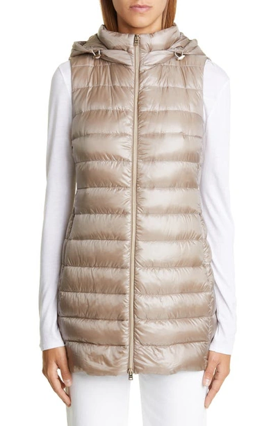 Shop Herno Serena Hooded Down Puffer Vest In 2600/ Taupe