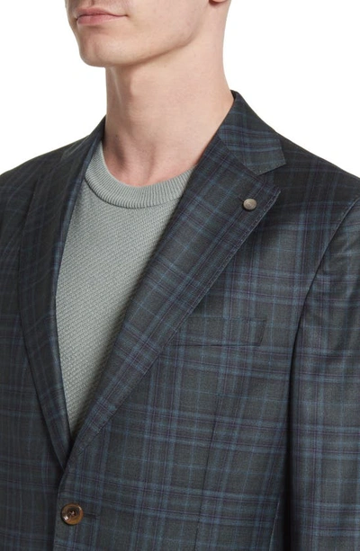 Shop Ted Baker Midland Unconstructed Plaid Wool Sport Coat In Green