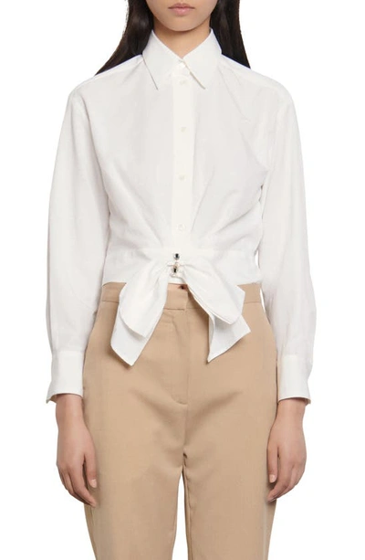 Shop Sandro Crop Shirt With Removable Bow In White