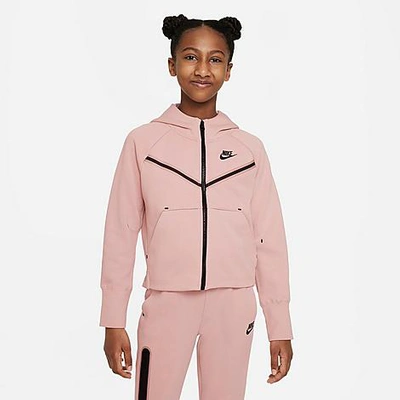 Nike Sportswear Tech Fleece Big Kids' (girls') Full-zip Hoodie In Pink  Oxford/black | ModeSens