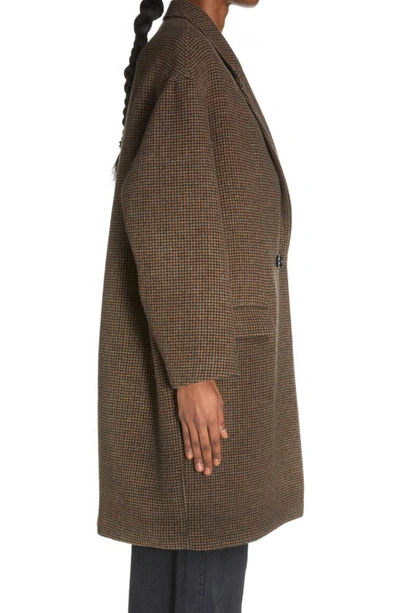 Efegozi Double-breasted Houndstooth Check Cocoon Coat In Brown