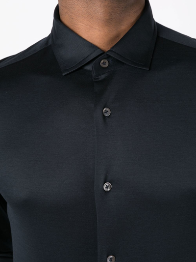 Shop Emporio Armani Long-sleeve Poplin Shirt In Blue