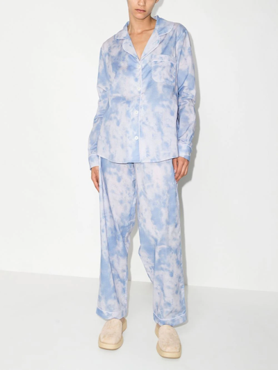 Shop Desmond & Dempsey Summer Dusk Pajama Set In Blue