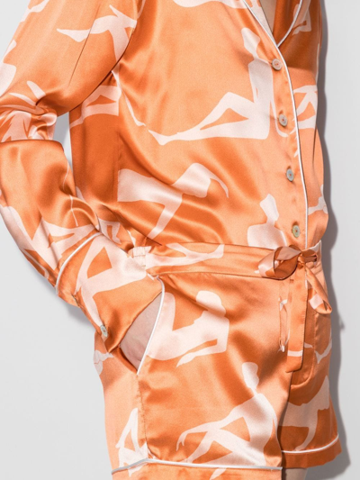 Shop Olivia Von Halle Alba Pyjama Set In Orange