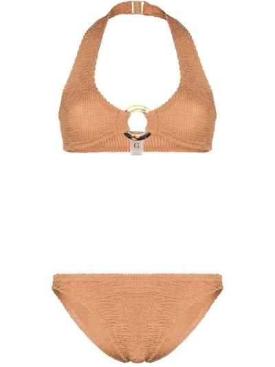 Shop Hunza G Coco Bikini Set In Brown