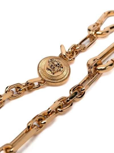 Shop Versace Medusa-plaque Detail Key Ring In Gold