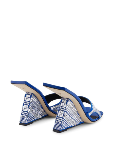 Shop Giuseppe Zanotti Akira Shine 105mm Wedge Sandals In Blue