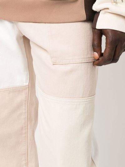 Shop Axel Arigato Patchwork-design Wide-leg Jeans In White