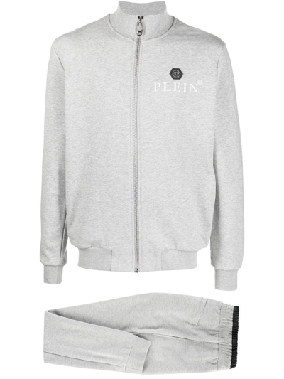 Shop Philipp Plein Logo-print Cotton Tracksuit Set In Grey