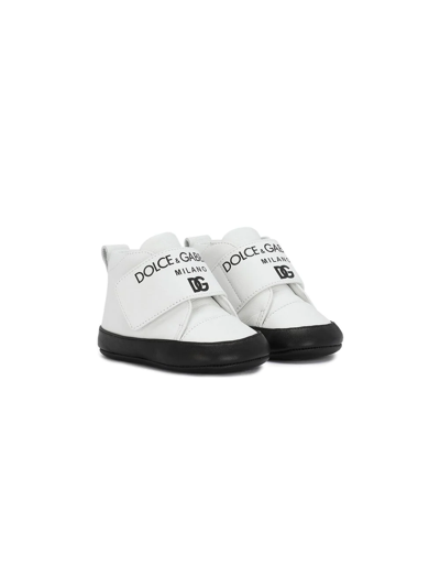 Shop Dolce & Gabbana Dg Milano Leather Sneakers In White