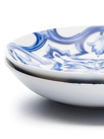 Dolce & Gabbana Blue Meditteraneo Pattern Soup Plate Set In Blue