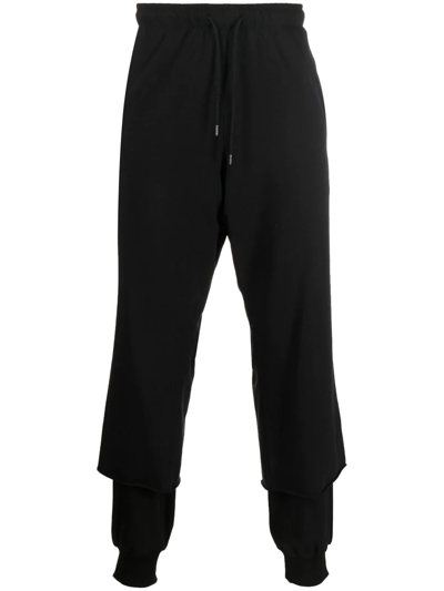 Shop 424 Straight-leg Layered Track Pants In Black