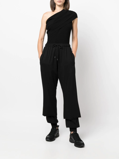 Shop 424 Straight-leg Layered Track Pants In Black
