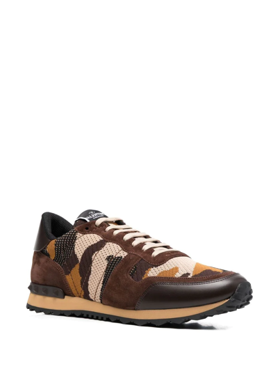Shop Valentino Rockrunner Camouflage-print Sneakers In Brown