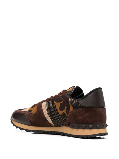 Shop Valentino Rockrunner Camouflage-print Sneakers In Brown