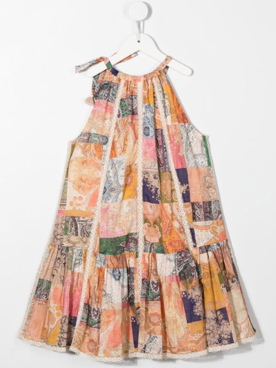 Shop Zimmermann Postcard Printed Cotton Dress In Neutrals