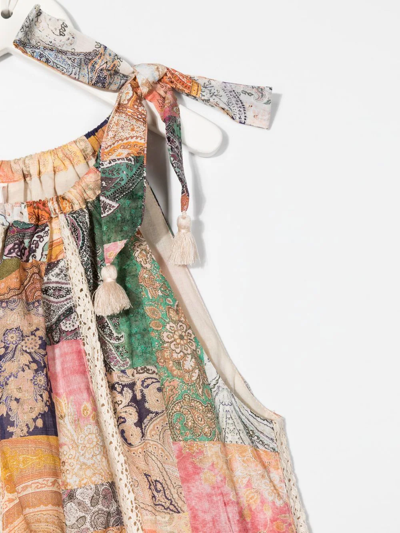 Shop Zimmermann Postcard Printed Cotton Dress In Neutrals