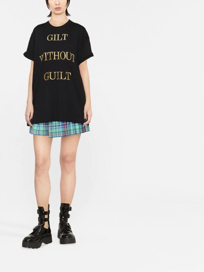 Shop Moschino Gilt Without Guilt Embroidered T-shirt In Black