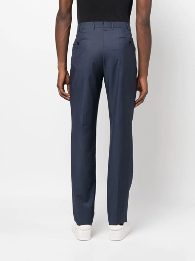 Shop Zegna Straight-leg Tailored Trousers In Blue