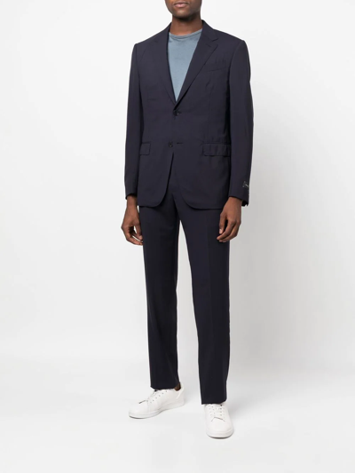 Zegna Single-breasted Two-piece Suit In Blue