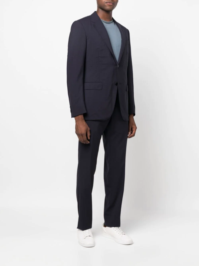Zegna Single-breasted Two-piece Suit In Blue