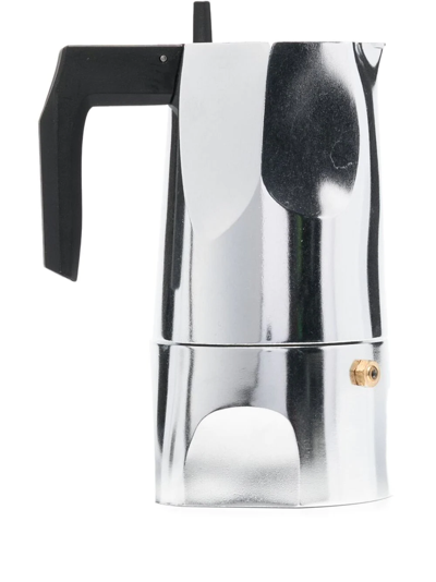 Shop Alessi Ossidiana 3-cup Espresso Coffee Maker In Silver