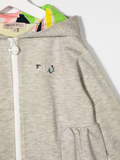 Shop Emilio Pucci Junior Embroidered-logo Hoodie In Neutrals