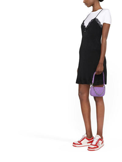 Shop Alexander Wang Fine-ribbed Lace-trim Mini Dress In Black
