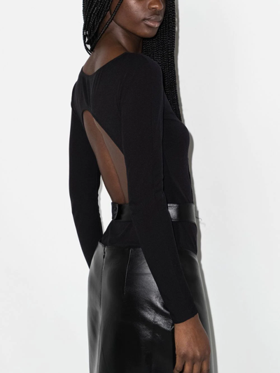 Shop Wolford Long-sleeve Cut-out Bodysuit In Black