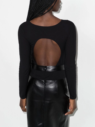 Shop Wolford Long-sleeve Cut-out Bodysuit In Black