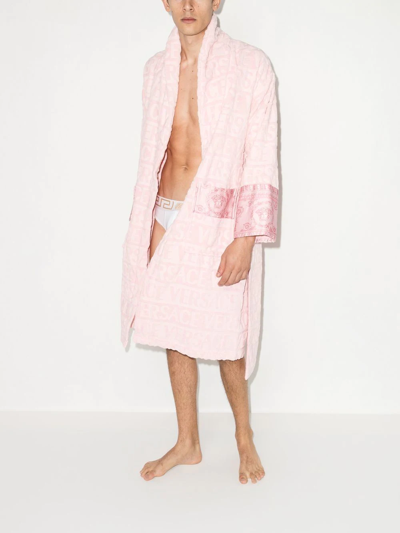Shop Versace I Love Baroque Bathrobe In Pink
