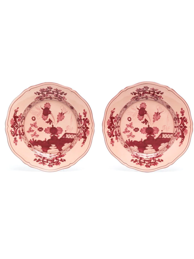 Shop Ginori 1735 Oriente Italiano Vermiglio Plate Set (set Of Two) In Red