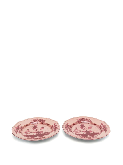 Shop Ginori 1735 Oriente Italiano Vermiglio Plate Set (set Of Two) In Red