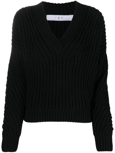 Iro Intarsia Knit-logo Jumper In Black