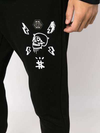Shop Philipp Plein Hexagon Tapered Track Pants In Black