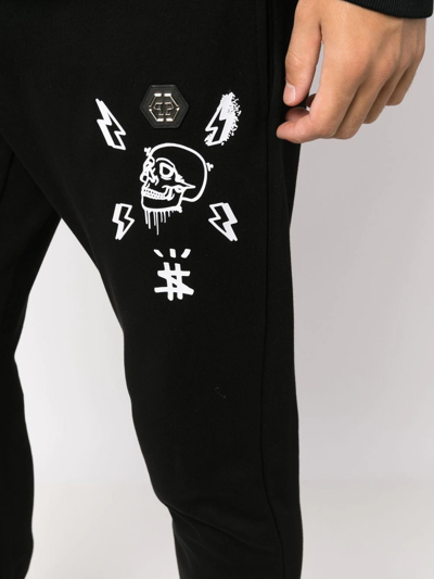Philipp Plein Hexagon Tapered Track Pants In Black