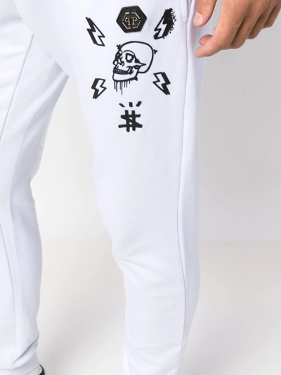 Philipp Plein Hexagon Tapered Track Pants In White