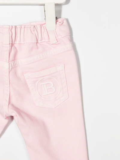 Shop Balmain Logo-embroidered Straight-leg Jeans In Pink
