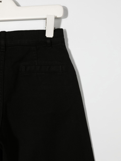 Shop Balmain Logo-embroidered Wide-leg Jeans In Black