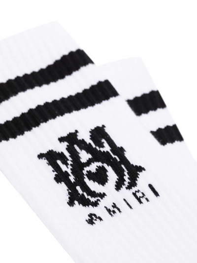 Shop Amiri Monogram Motif Socks In White