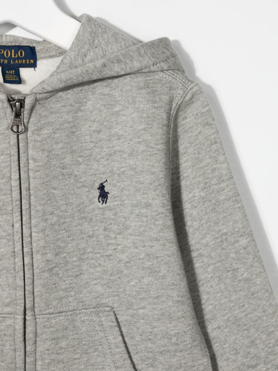 Shop Ralph Lauren Embroidered-logo Hoodie In Grey